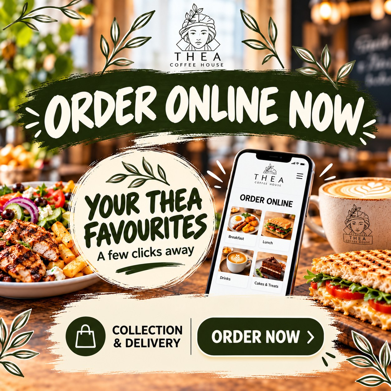 Order online now from Thea Coffee House for collection or delivery. Click to order.